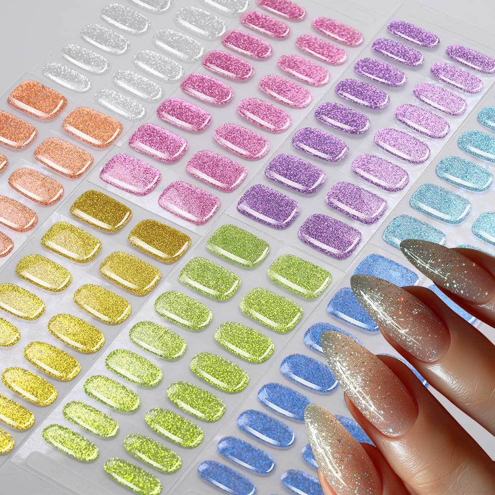 16Tips Colorful Glitter Semi C - Full Cover Adhesive 评论和价格