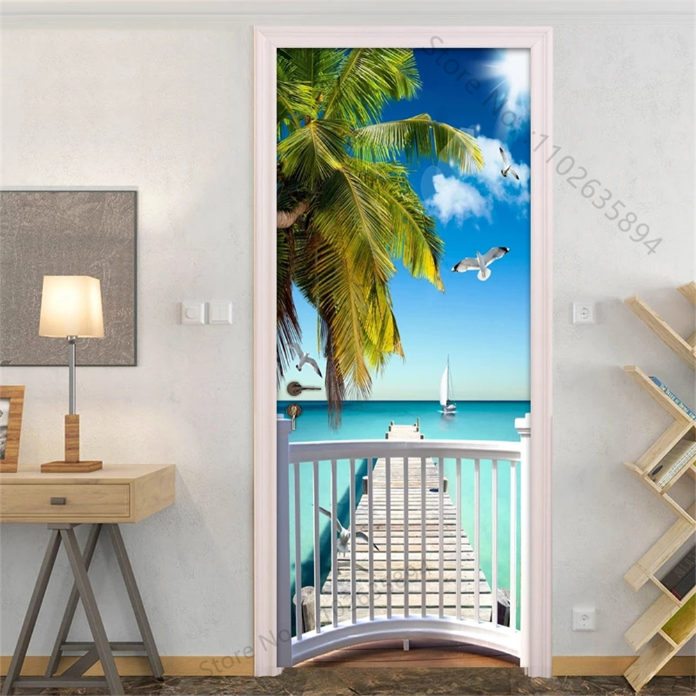 Natural Scenery Beach Waterfal - Full Cover Adhesive 评论和价格